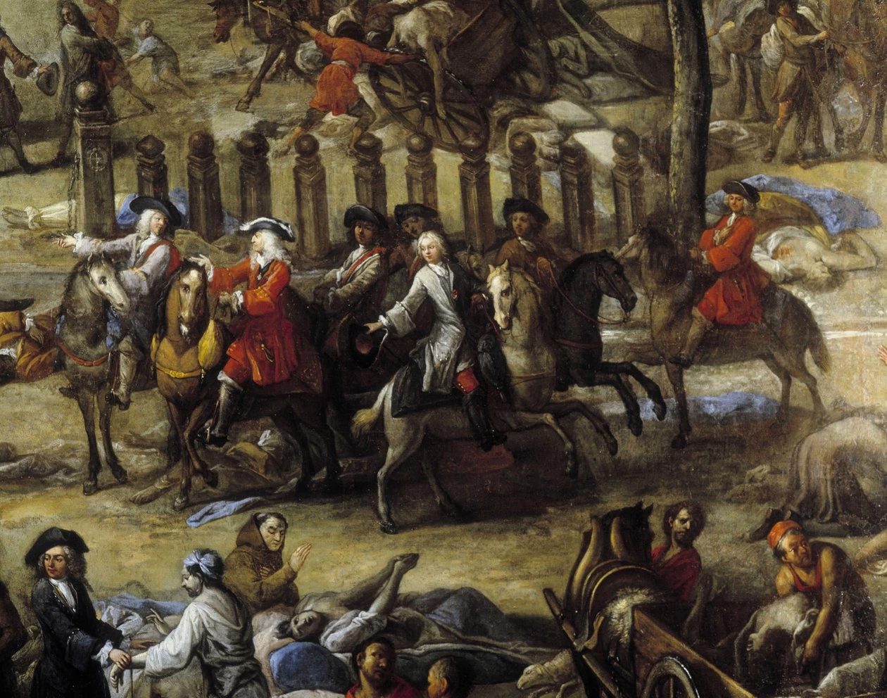 Veduta del Cours Belsunce, Marsiglia, durante la peste del 1720 - Musee des Beaux, Arts, Marseille, dettaglio 1